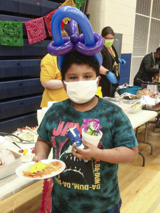 Student holding food